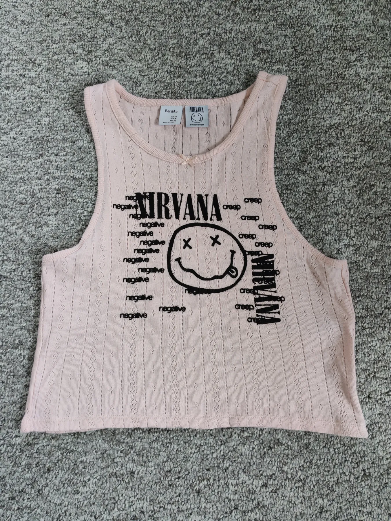 Pink Nirvana logo print vest top