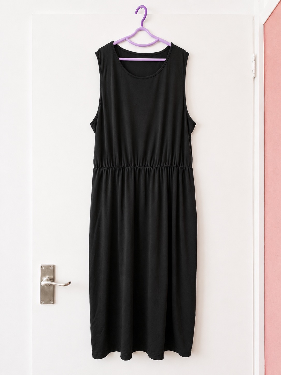 Black Sleeveless Maxi Dress Size 4XL Plus Size Elasticated Waist Side Split
