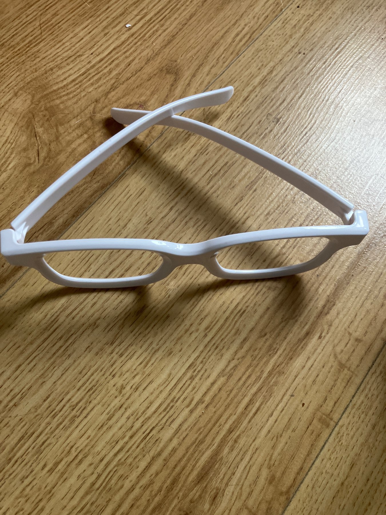 White plastic glasses for cosplay
