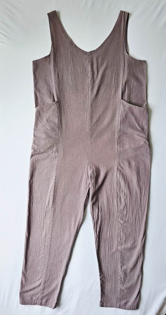Oversized cotton taupe jumpsuit in a versatile taupe shade size Medium
