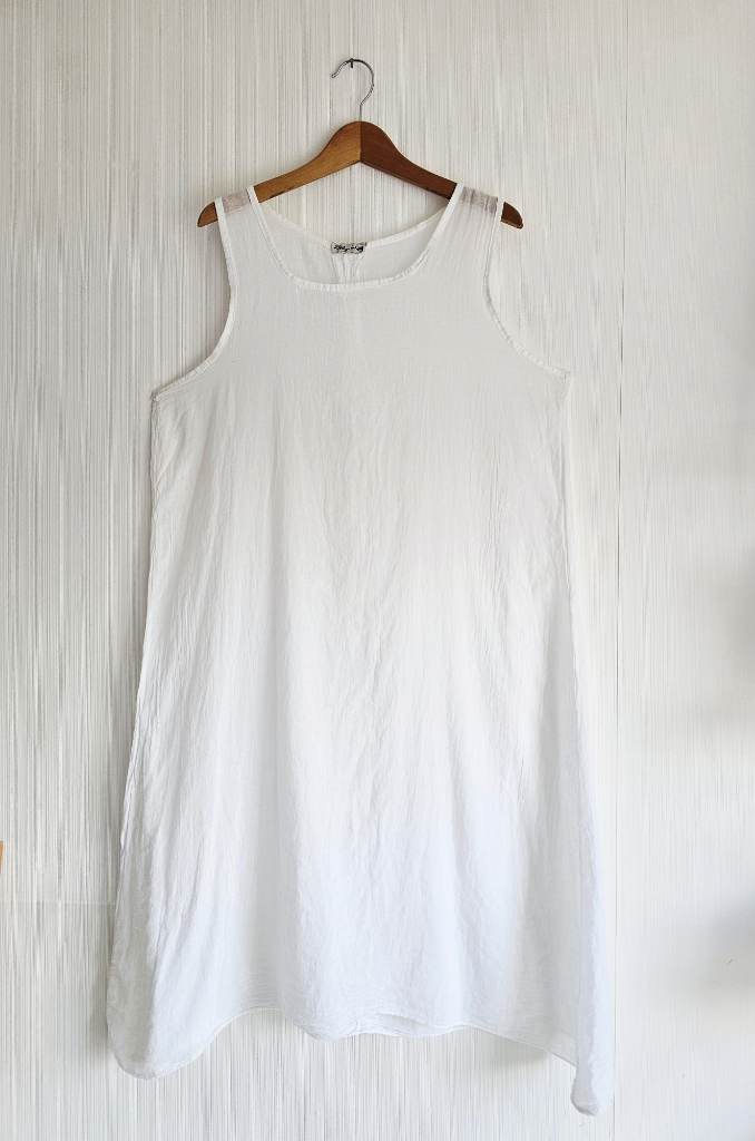 Made In Italy White Cotton Lagenlook Dress One Size Oversized Floaty Holiday Beach Midi