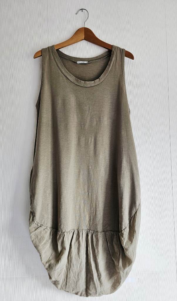 Summer Smock Dress by Diverse Olive Green Cotton Size L