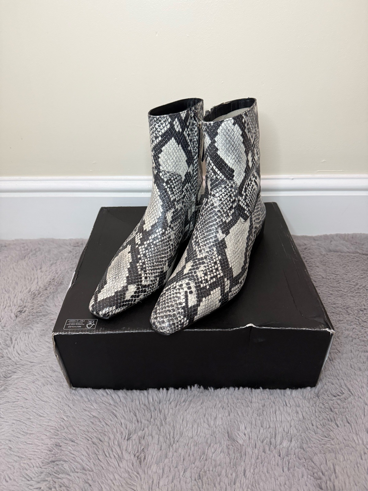 Hush Leather Snake Print Square Boots