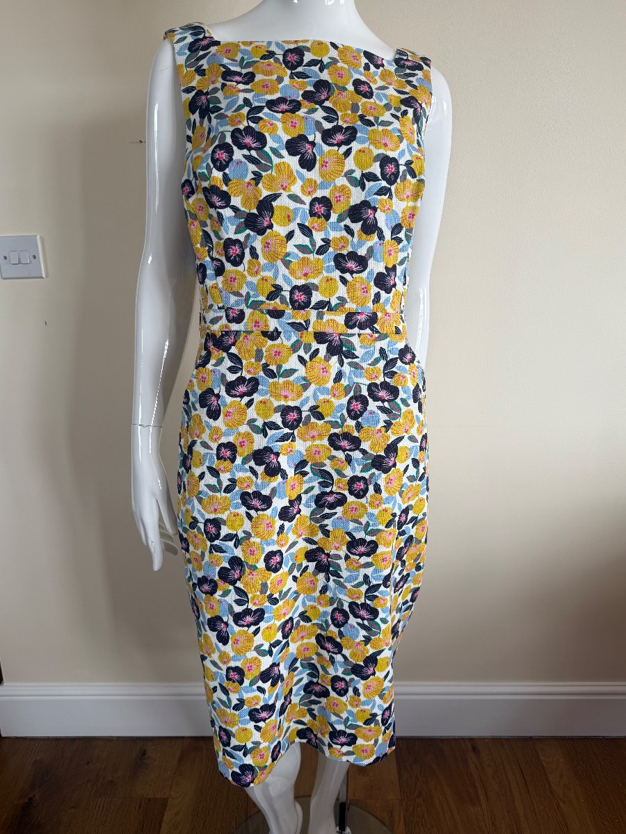 Boden Heather Dress Textured Fallen Peony Floral Print Pockets UK 14 New