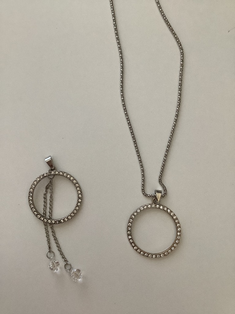 Silver colour long necklace