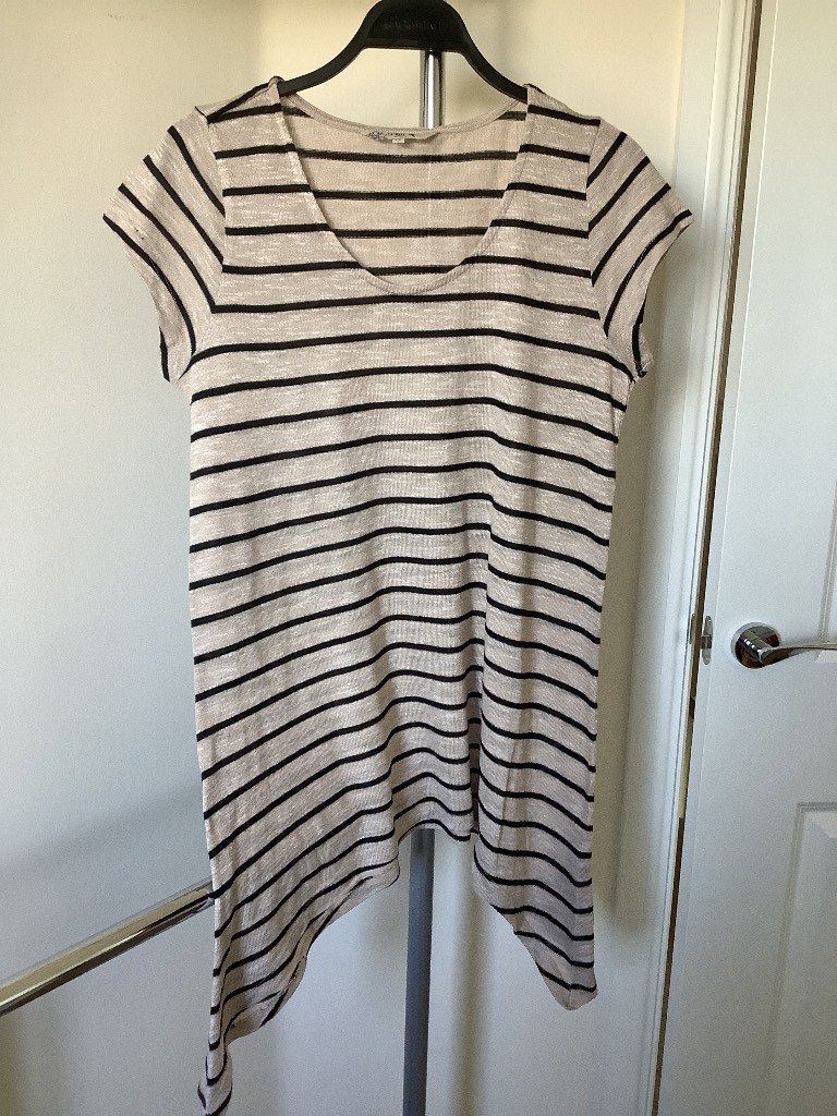 M&Co ladies beige and black striped top size 12