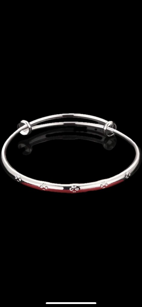 925 silver lucky clover bangle