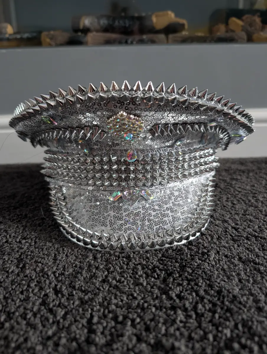 Silver sequin studded jewelled festival hat