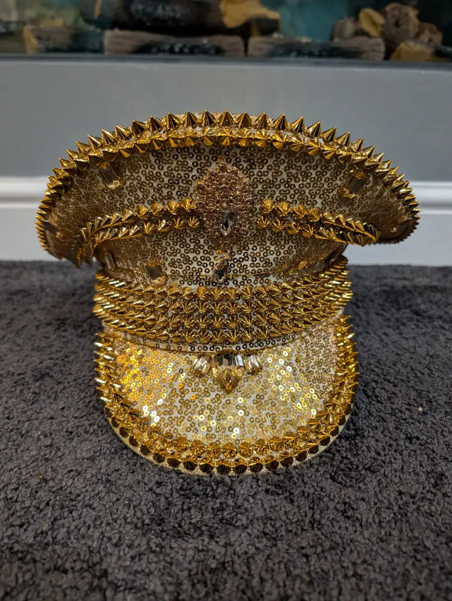 Gold sequin studded jewelled festival hat brand New