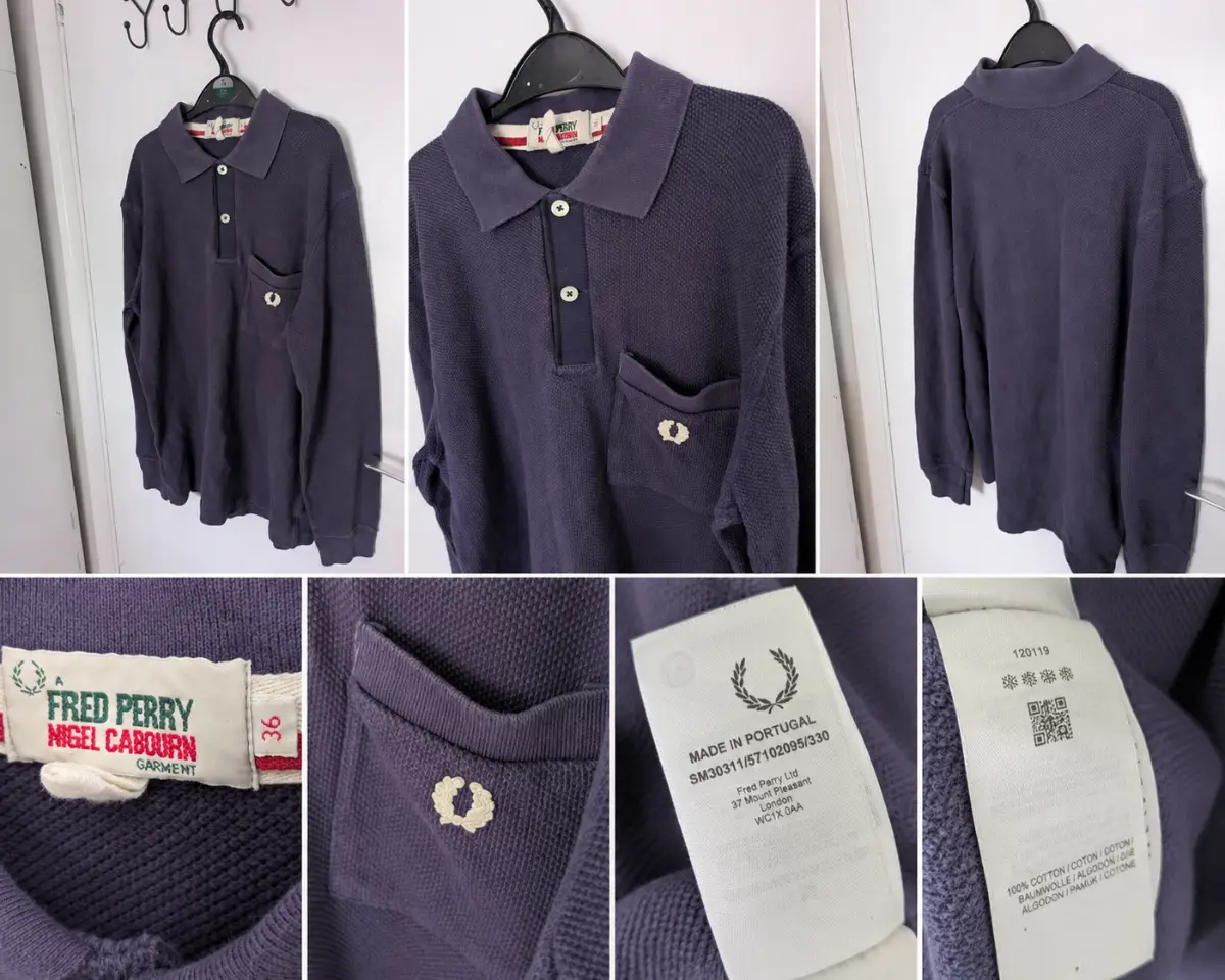 Fred Perry x Nigel Cabourn Long Sleeve Waffle Polo Shirt  Size 36