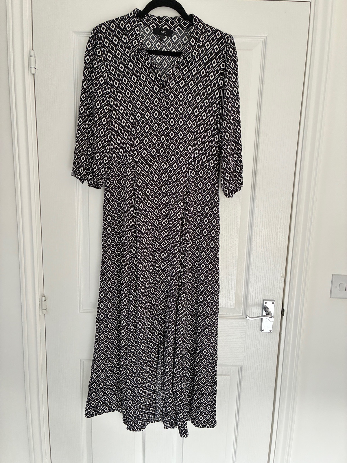 Next monochrome geometric diamond print shirt dress size 12