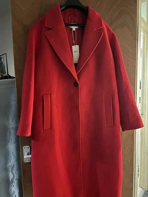 Red Pure Collection Wool Coat size 16 BNWT M&S coat £89 RRP