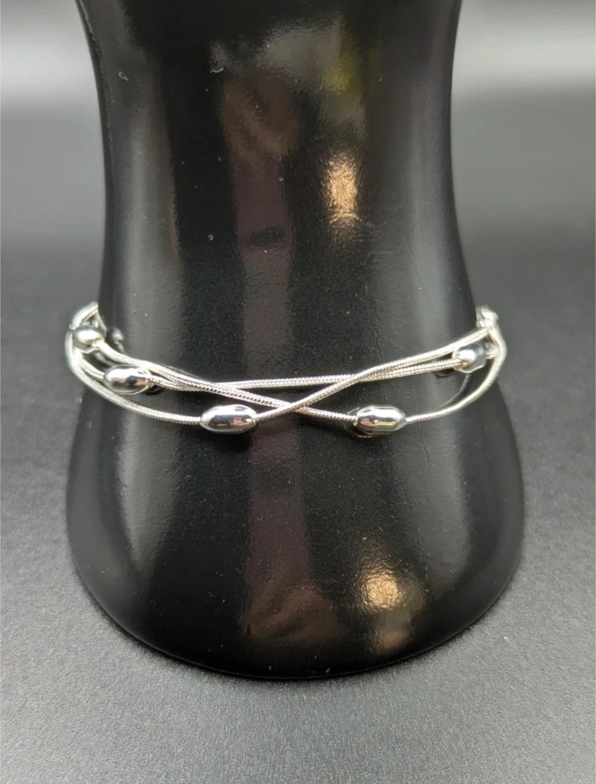 Elegant Silver Plated Triple-Strand Snake Chain Bracelet