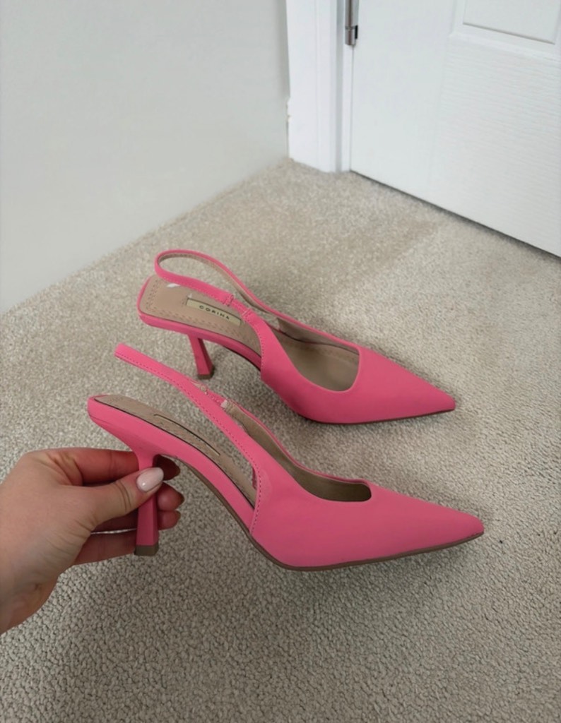 Vintage Y2K Corina pink sling back court shoe kitten heel