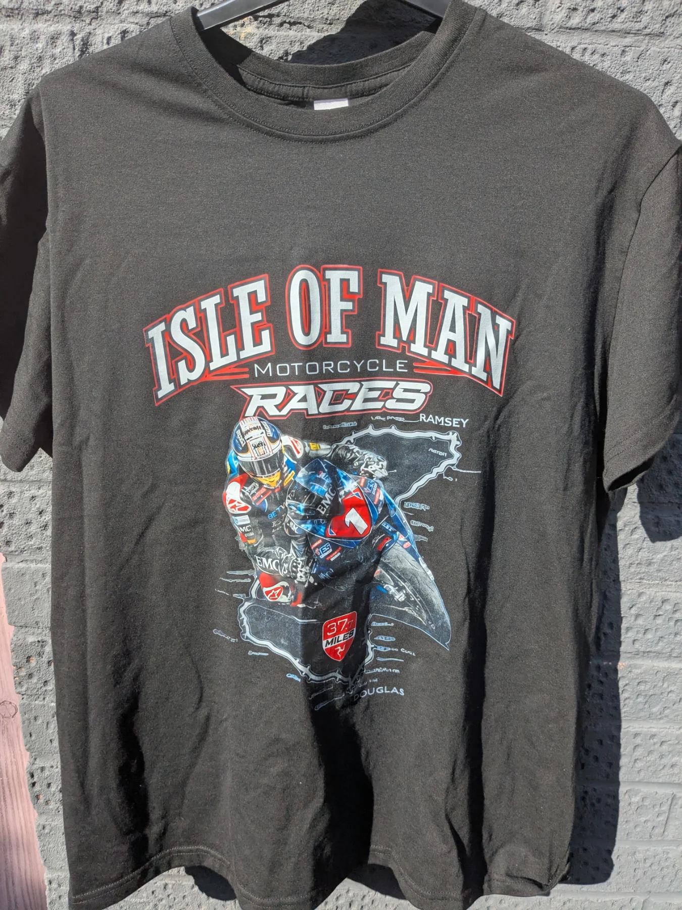 Isle Of Man TT Motorcycle Races T Shirt Mens XL Black Snaefell Course Graphic T
