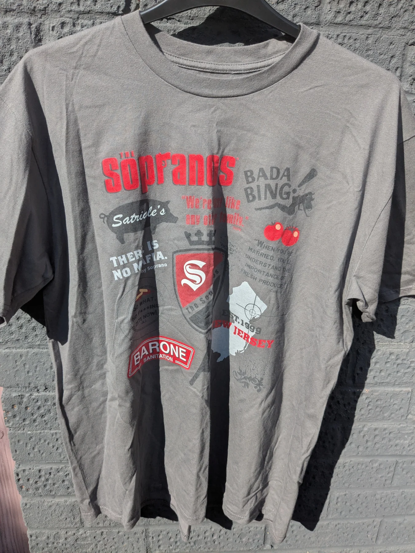 The Sopranos T Shirt Mens XL Grey Official HBO Bada Bing Satriale Mafia Graphic