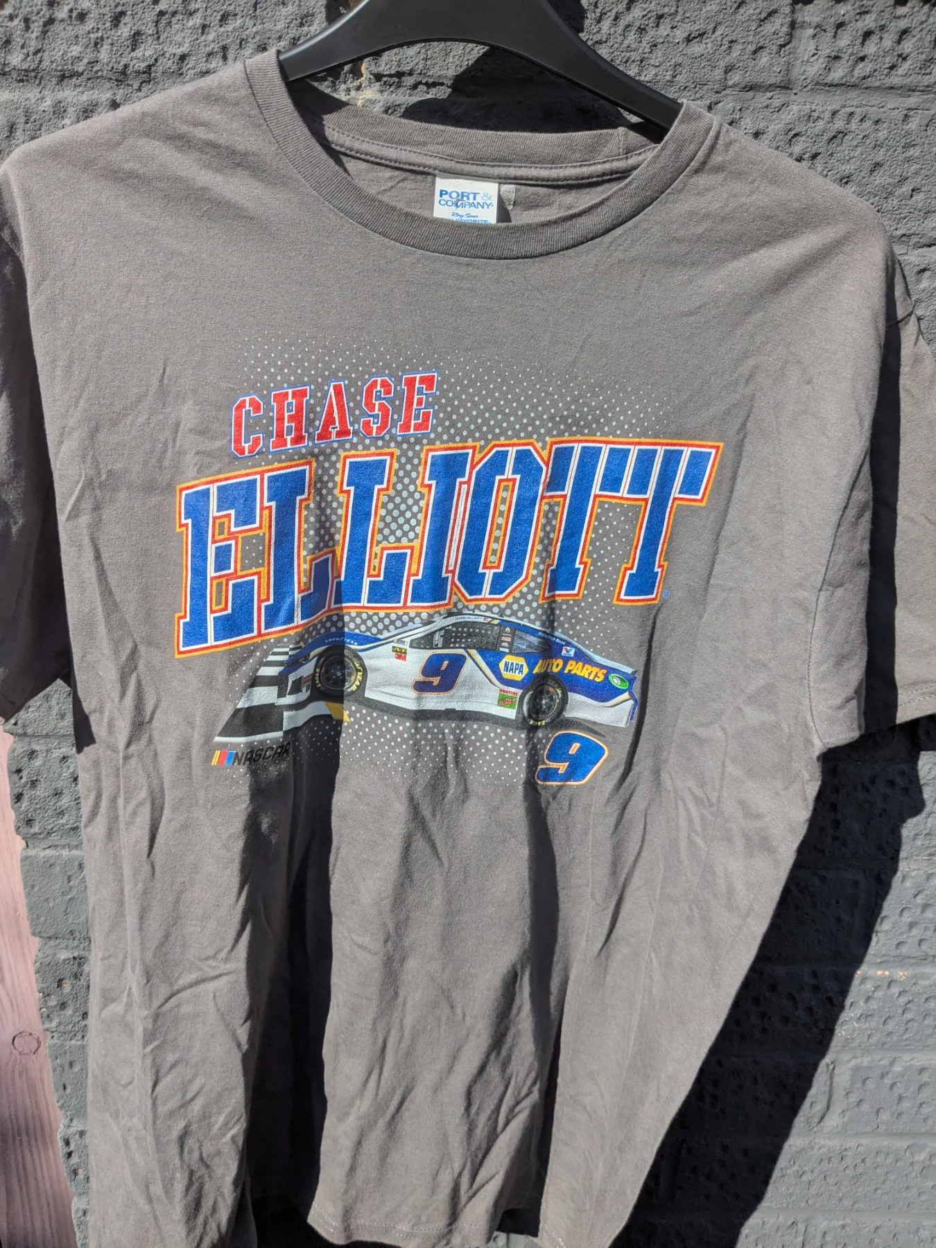 NASCAR Chase Elliott T Shirt Mens Large Grey NAPA Auto Parts #9 Graphic Tee