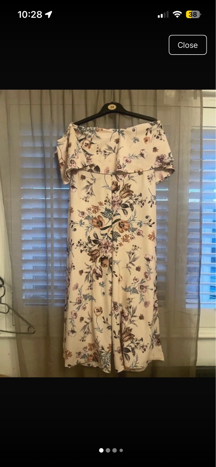 Flowery jumpsuit off the shoulder size 14