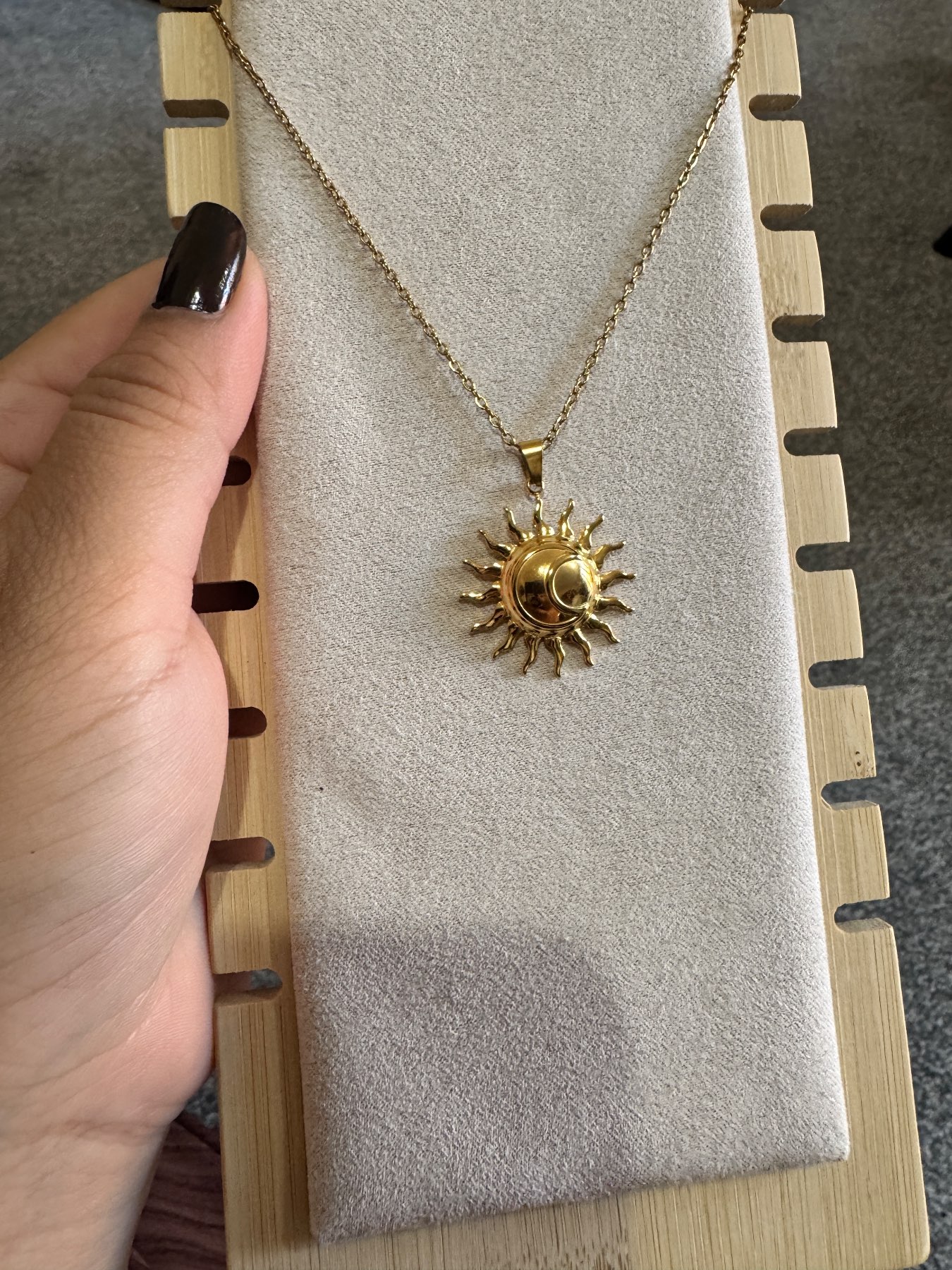 Brand New Gold Celestial Sun & Moon Pendant Necklace | Stainless Steel