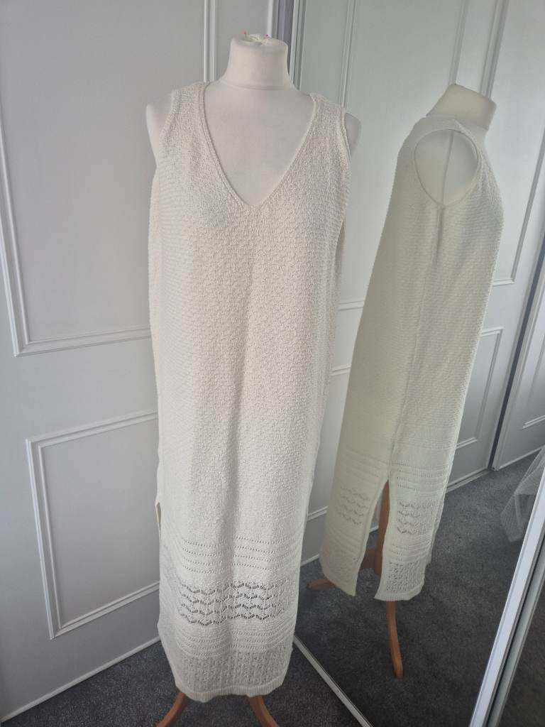 Marks and Spencers cream cotton knit sleeveless dress size large