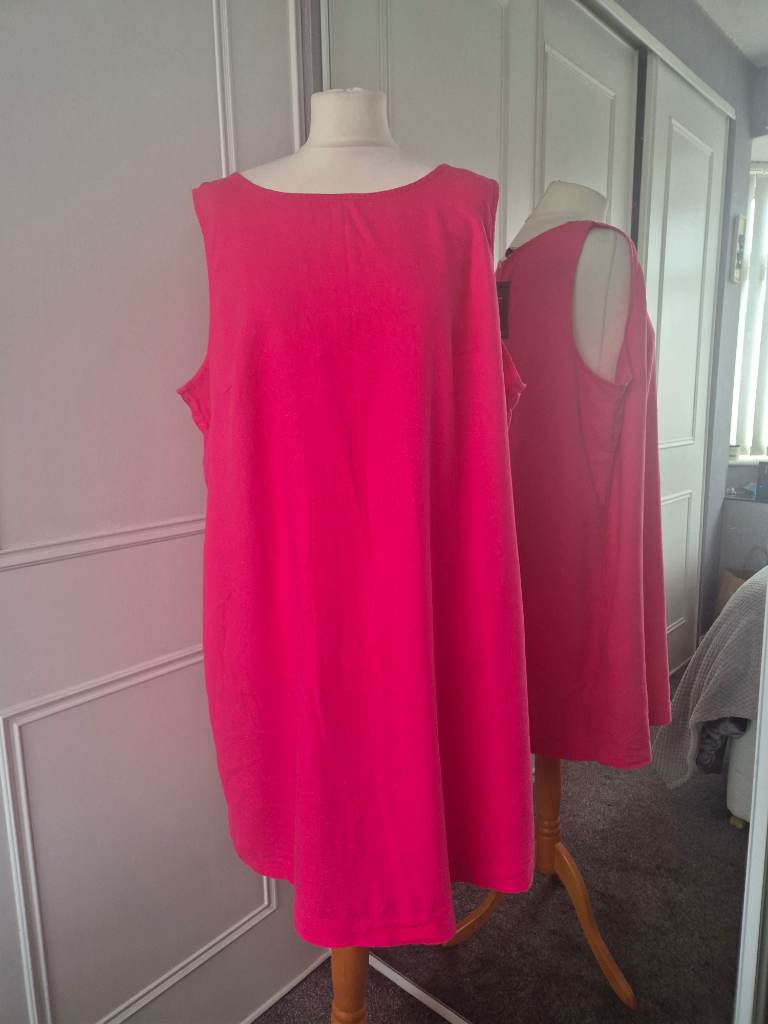 marks and spencer pink linen shift dress size 20
