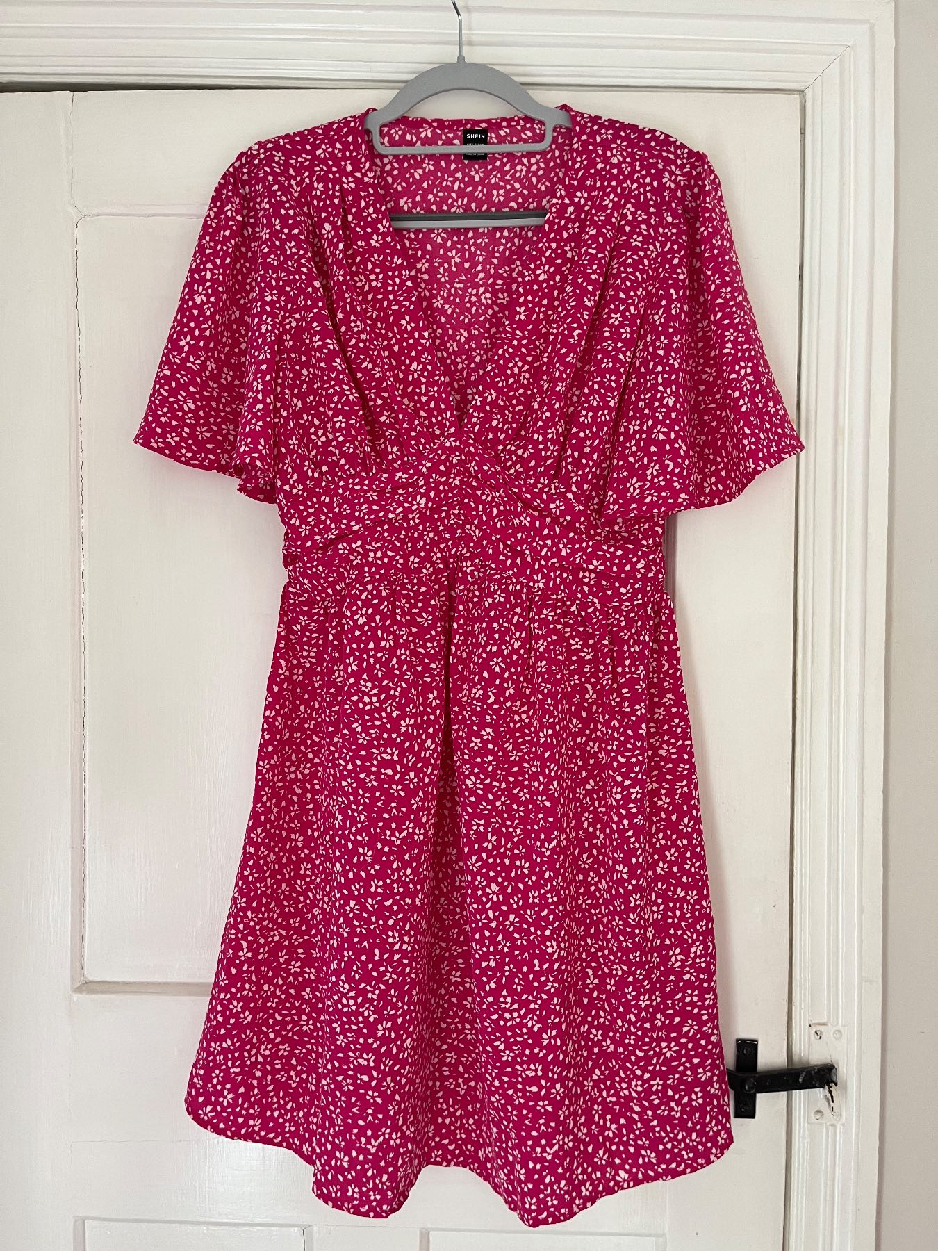 Shein Size M (UK 10) dark pink v-neck dress