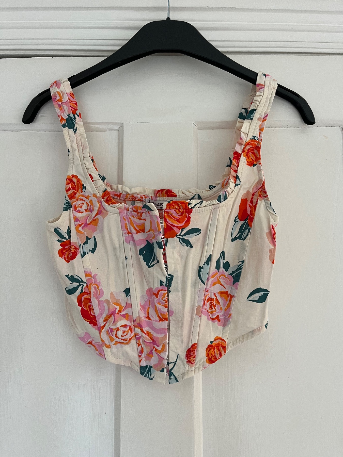 Stradivarius size S cotton floral corset top