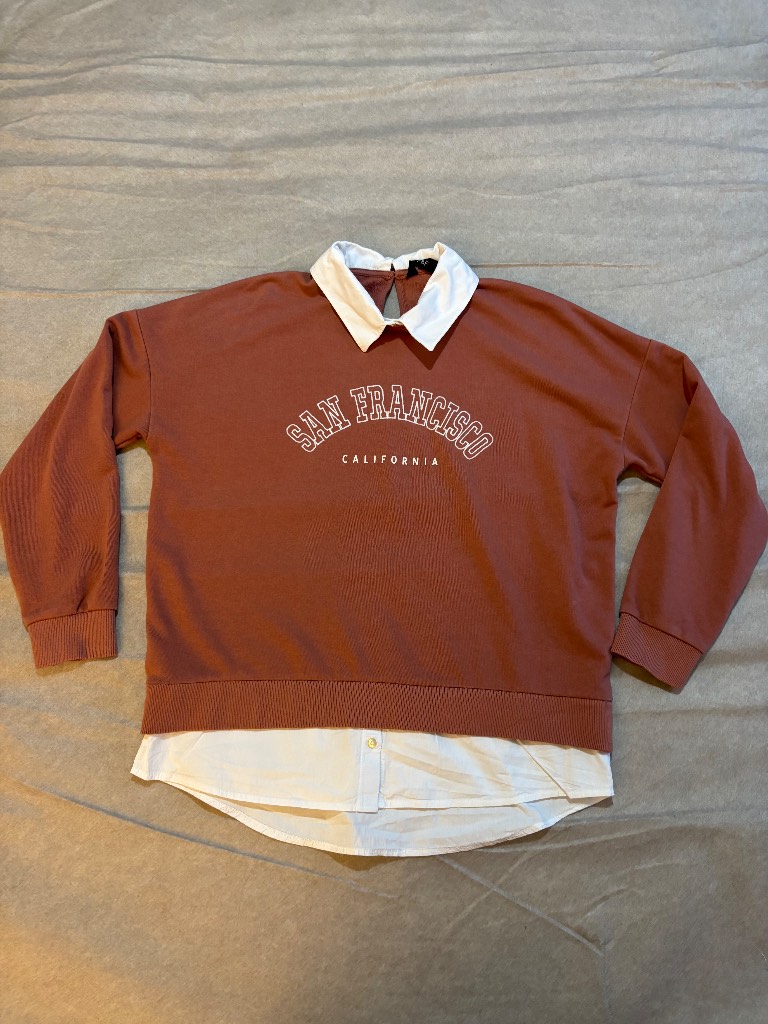 F&F San Francisco Layered Look Sweatshirt | Size UK 12 / EUR 40 | Rust Brown
