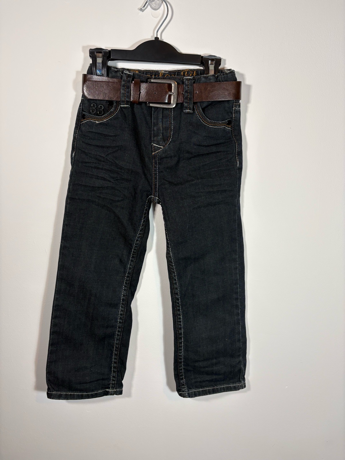 Adams Boys Dark Denim Jeans – Age 4 Years – With Belt – Regular Fit