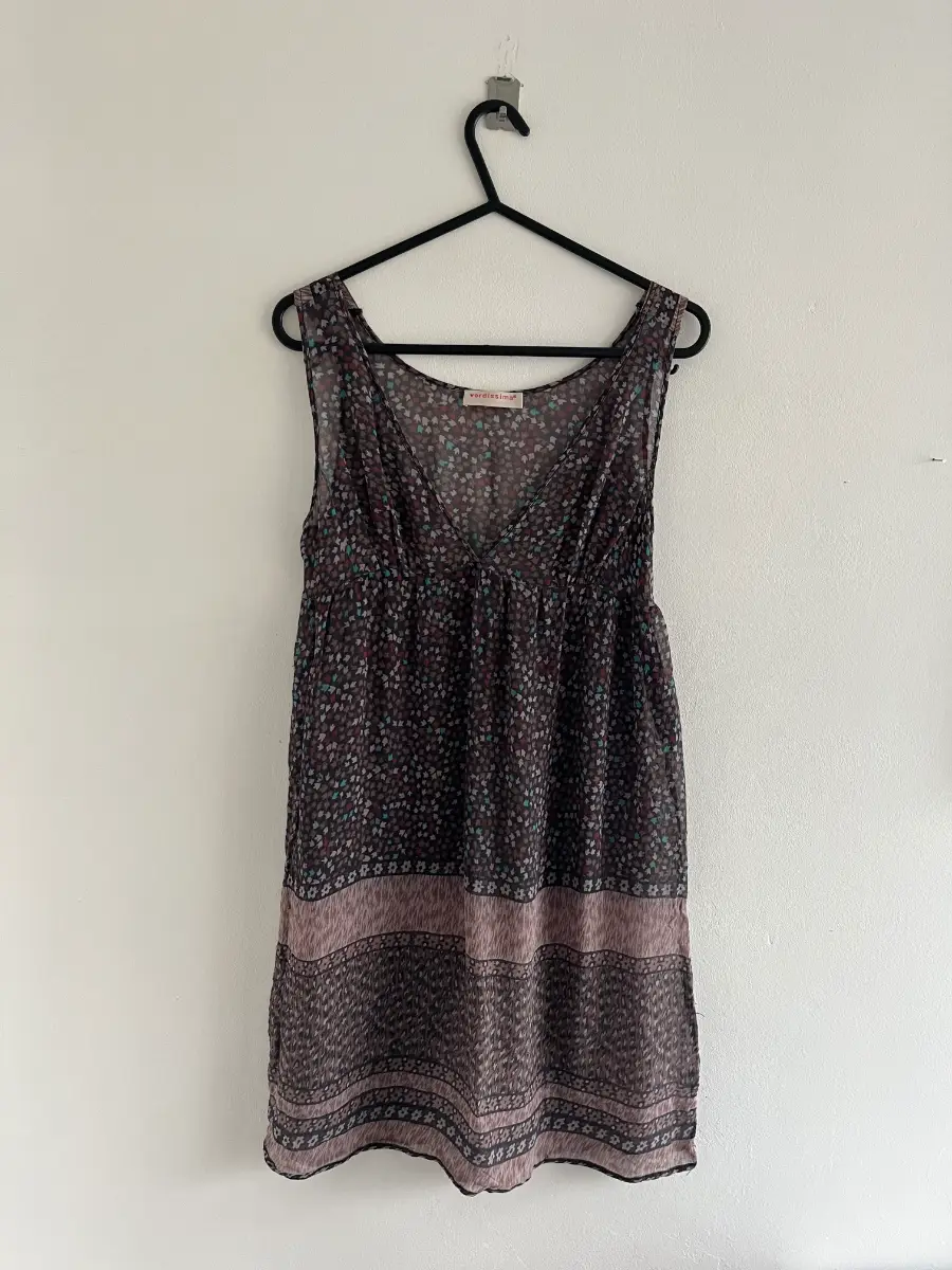 Verdissima 100% Silk Brown Floral Womens Cami Top Size XS/6