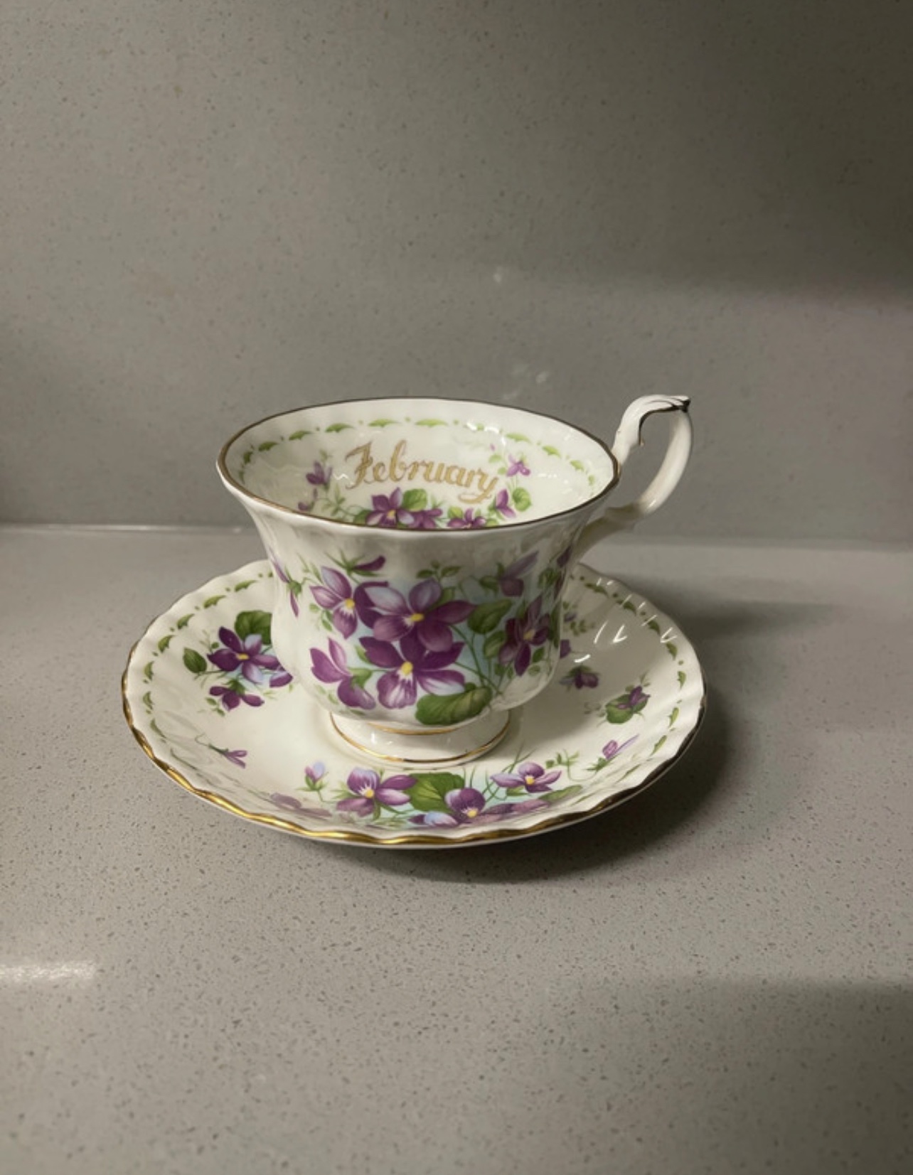 Royal Albert flowers of the month February violets tea cup and saucer