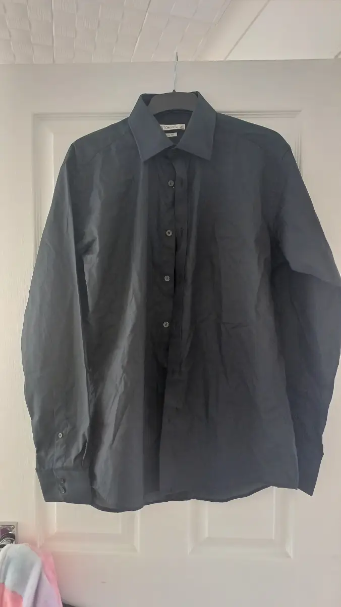 Kustom Kit Mens Black Long Sleeve Dress Shirt | Slim Fit | Size 16" (41cm)