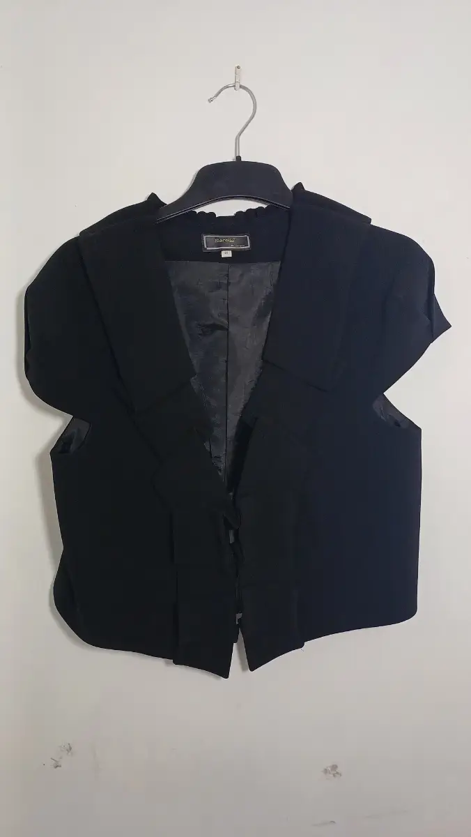 Sarelle Black Ruffle Open Front Blazer Jacket UK 16 | Smart Office Workwear Formal Chic