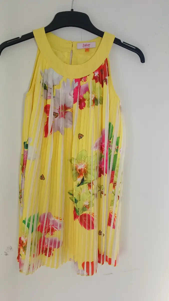 Baker by Ted Baker Girls Yellow Floral Pleated Summer Dress - Age 9