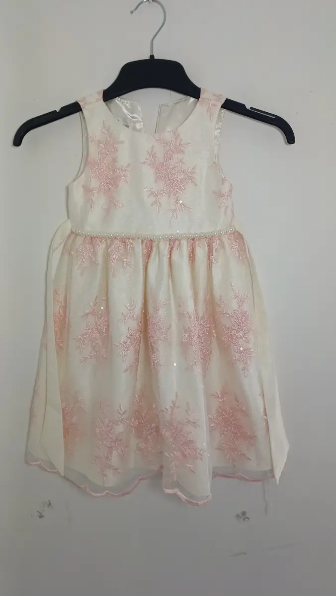 Couture Princess Toddler Girl Cream & Pink Floral Lace Sequin Party Dress - Age 4 years