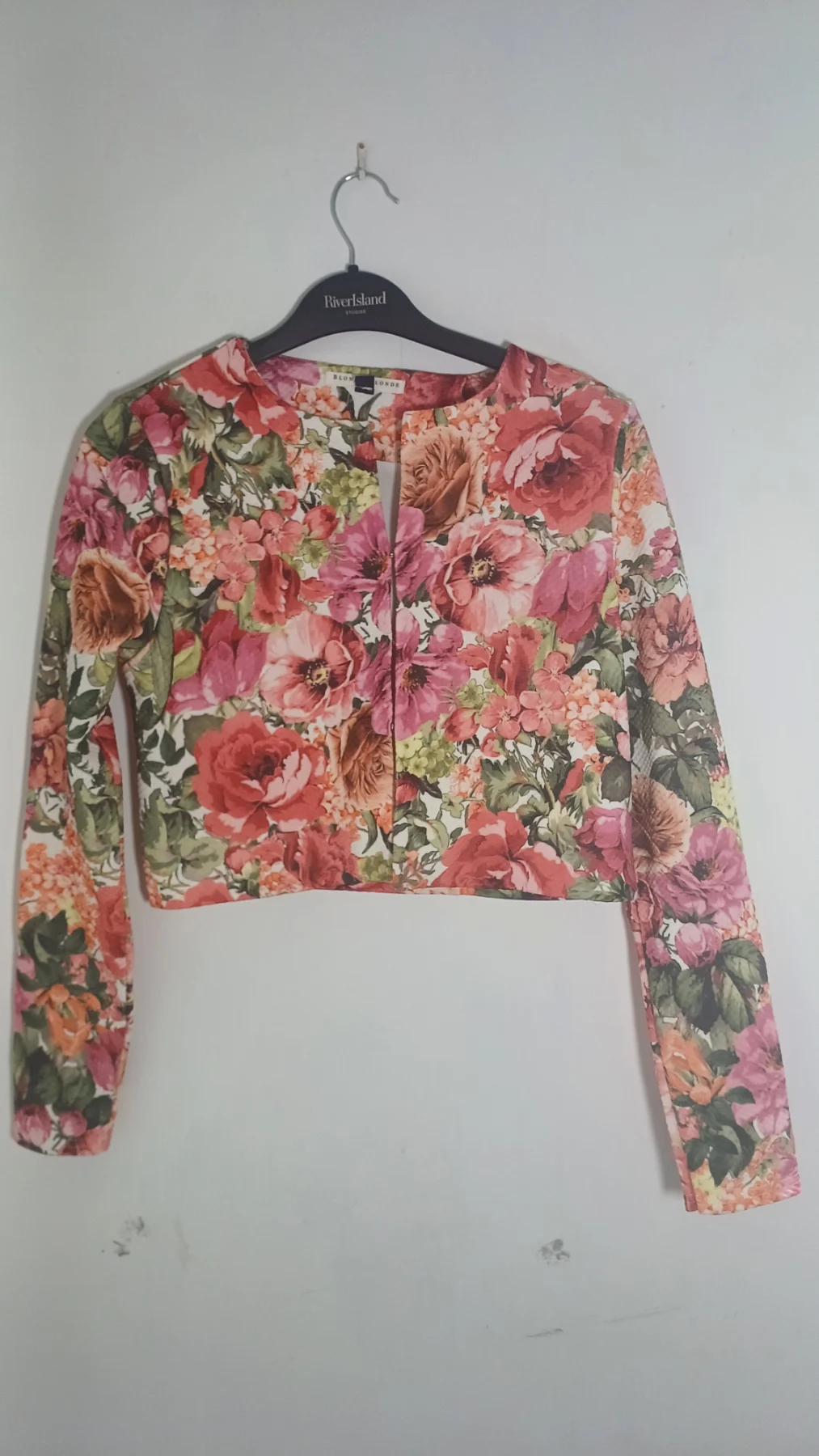 Blonde + Blonde Floral Textured Cropped Jacket / Top size 8