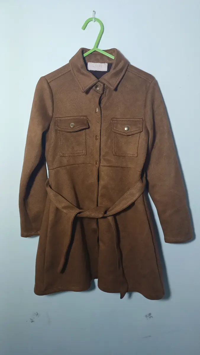 Lipsy London Girls Brown Faux Suede Shirt Dress with Belt Age 6 years