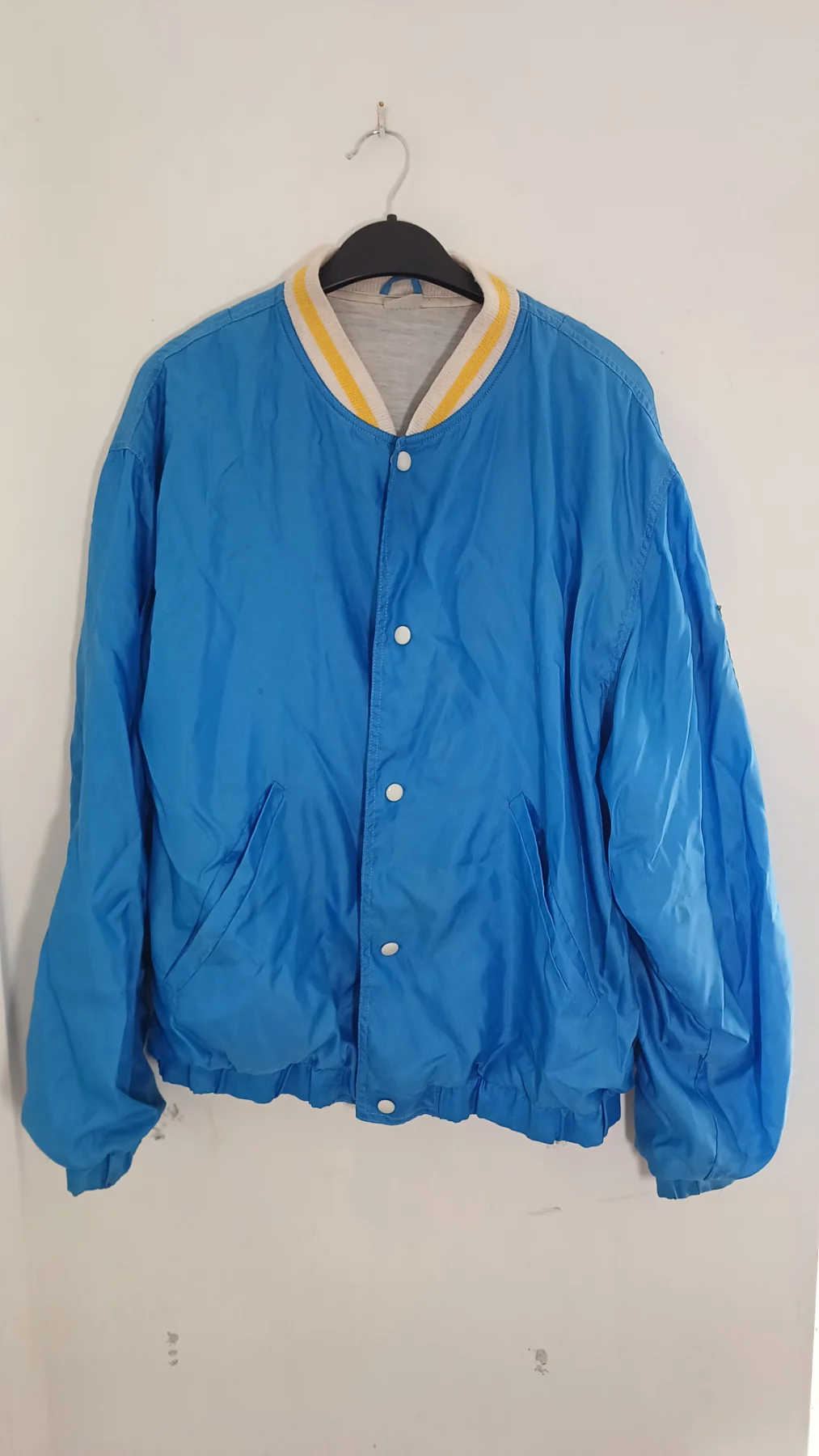 Vintage Blue Olympic Crest Bomber Jacket - Size UK XL (44/46)