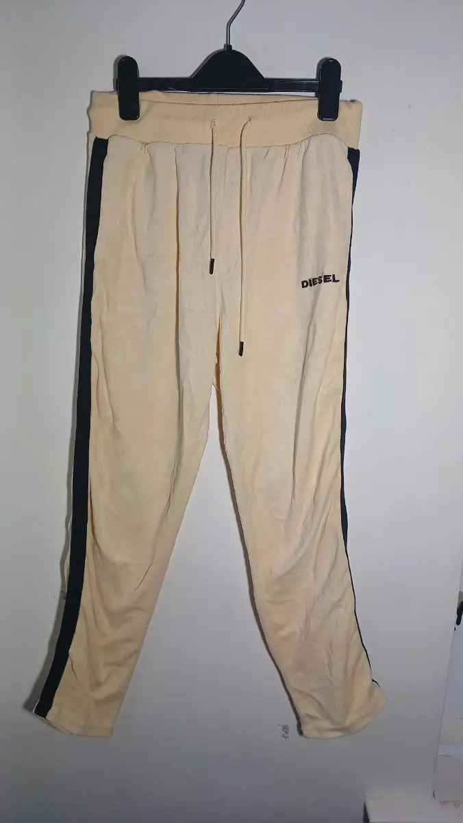Diesel Loungewear Cream Velour Joggers XS UK 6 Soft Lounge Tracksuit Bottoms Casual
