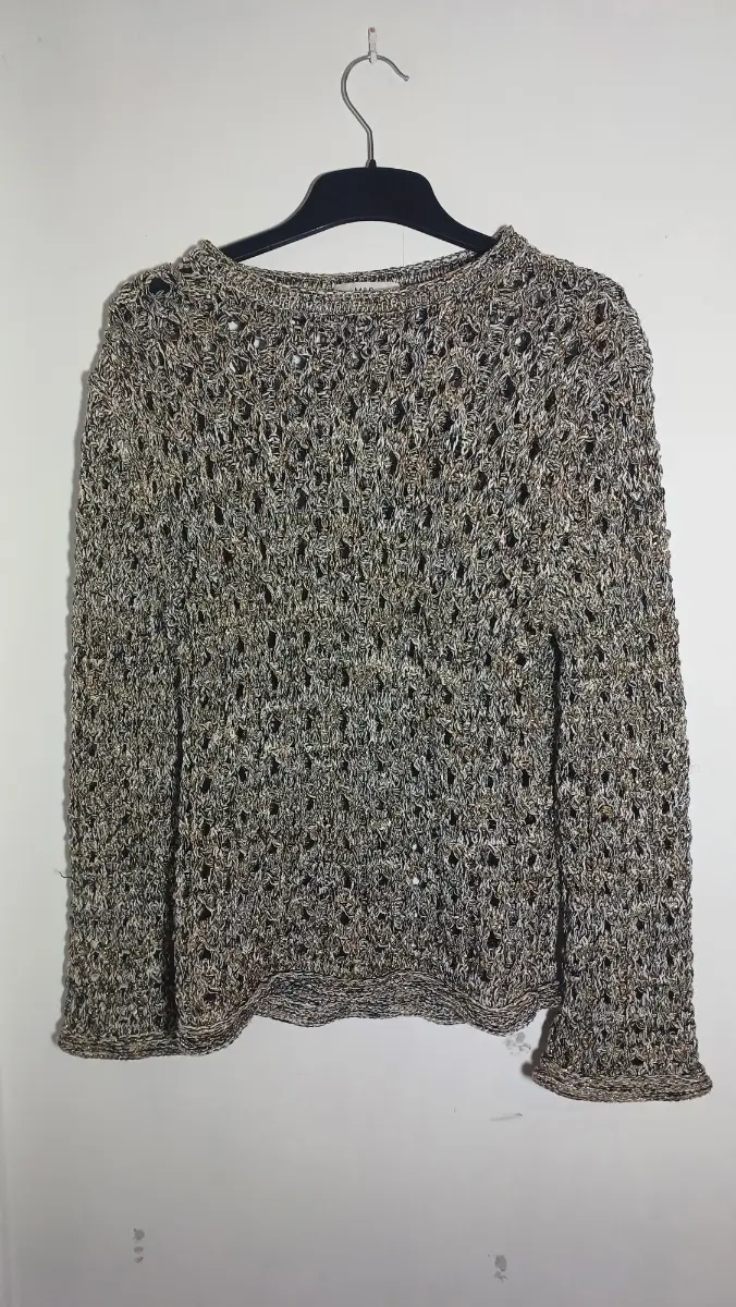 M&S Cotton Blend Metallic Textured Jumper, Gold SIZE M