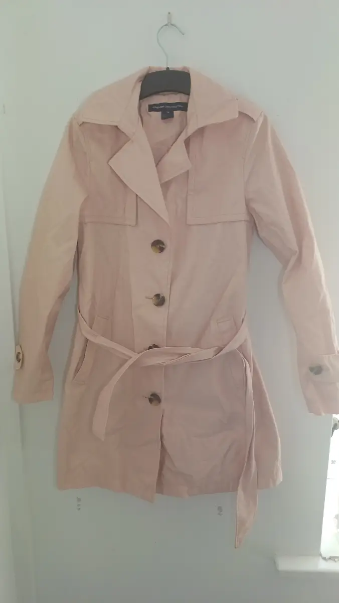 French Connection Blush Pink Belted Trench Coat Jacket