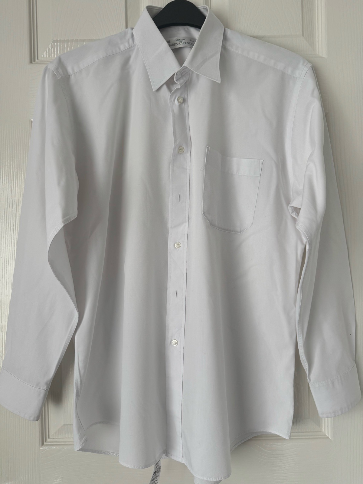 Marks & Spencer St Michael Men’s Cotton Solid White Standard Fit Shirt Size 16 41cm 1339