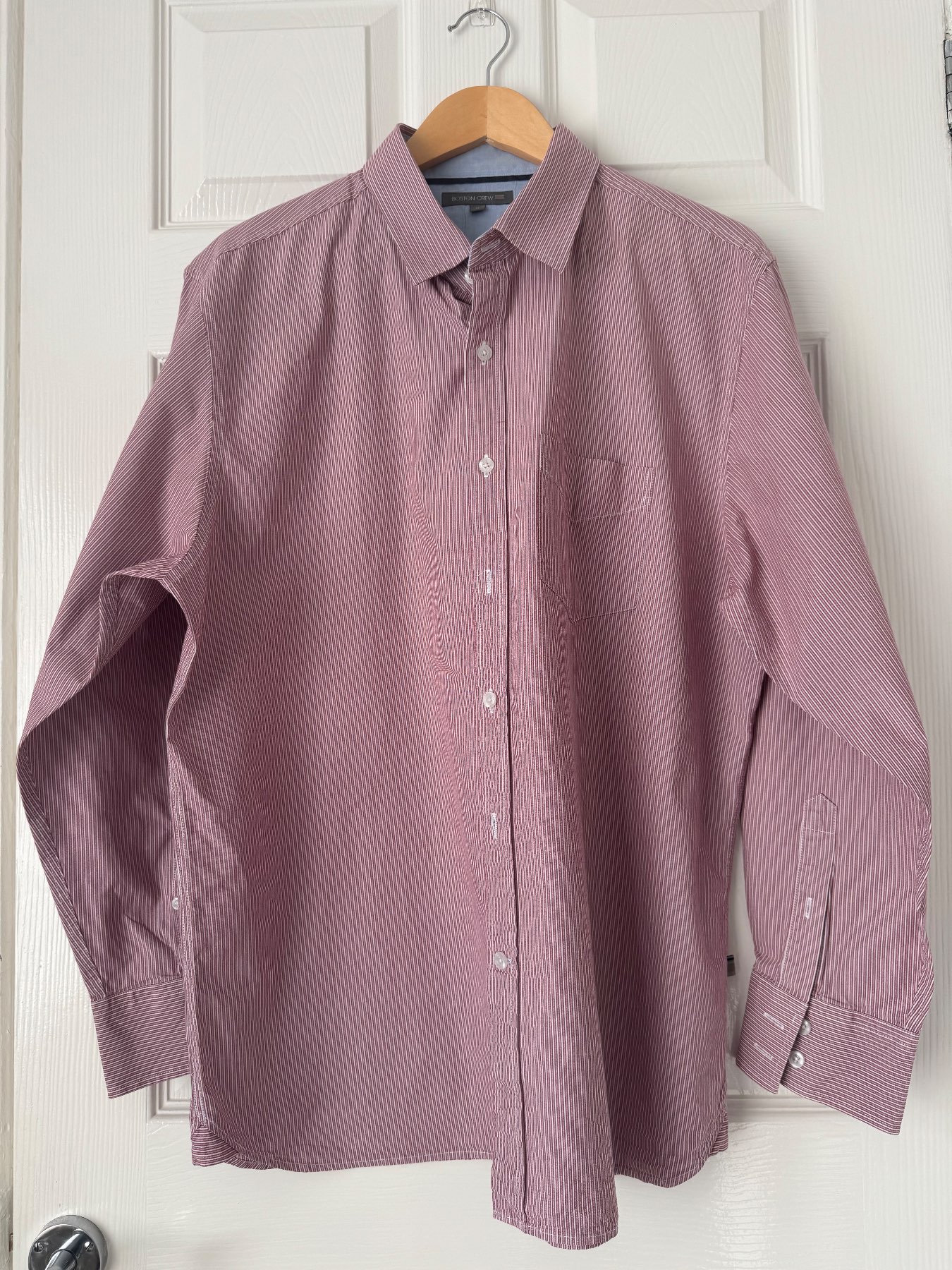 Boston Crew Mens XL Regular Fit Long Sleeve Striped Cotton Button-Up Shirt 1330B