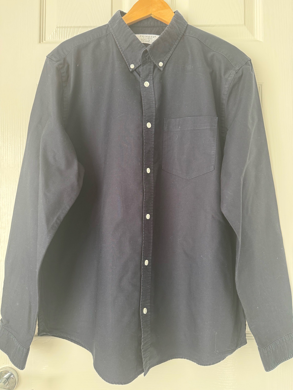 Primark Men’s Size XL Regular Fit Long Sleeve Button-Down Collar Shirt Navy 1338