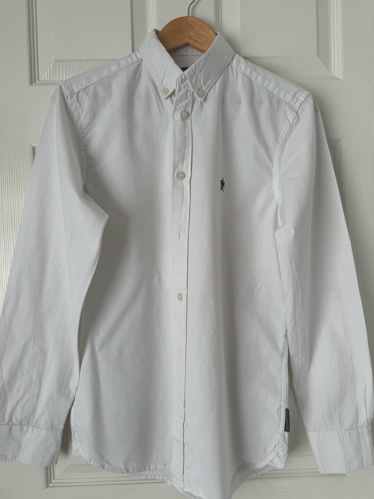 French Connection Mens Size S White Cotton Long Sleeve Button-Up Shirt 1329