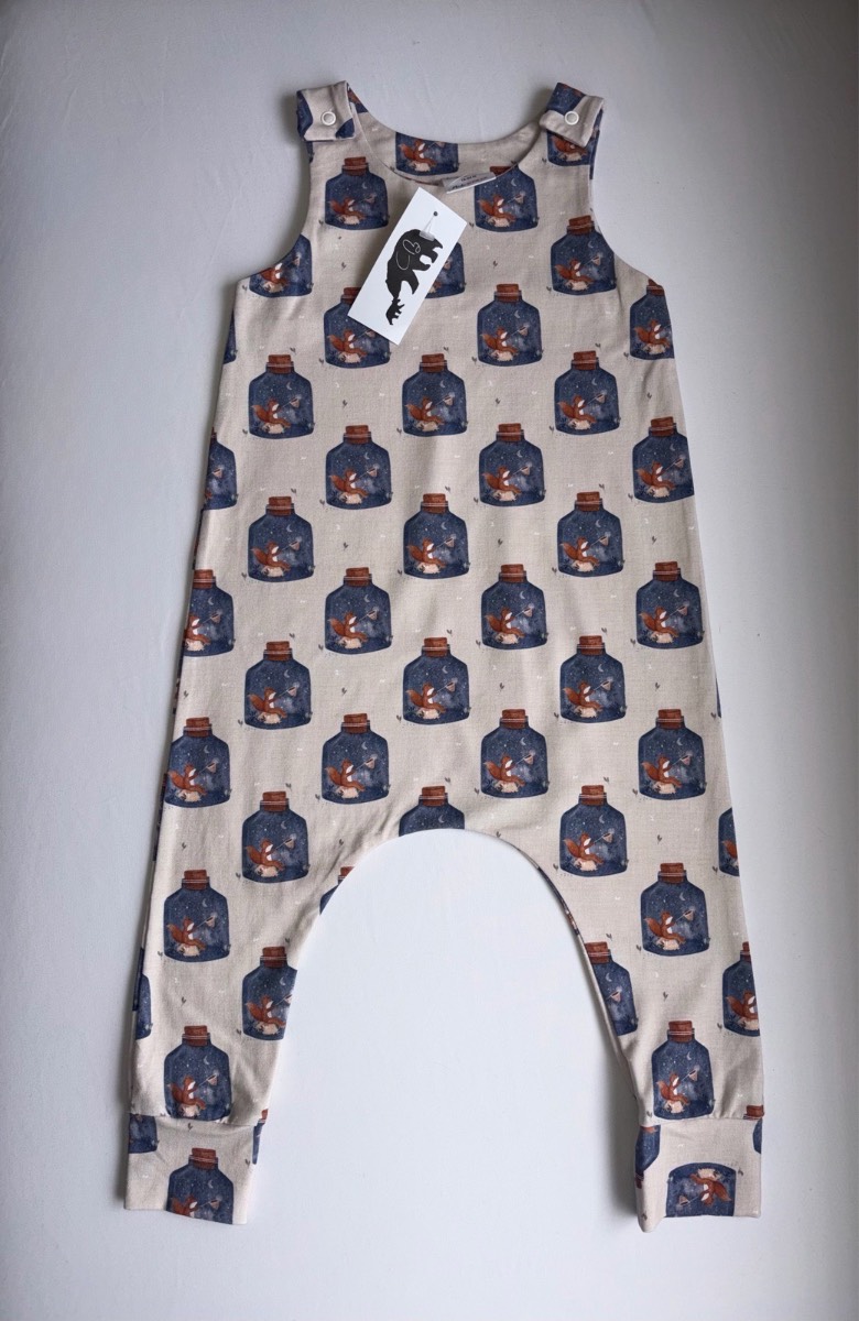 Claybear Dreamcatcher Dungarees Unique Autumn Print Rare Handmade Romper Toddler 18-24 months