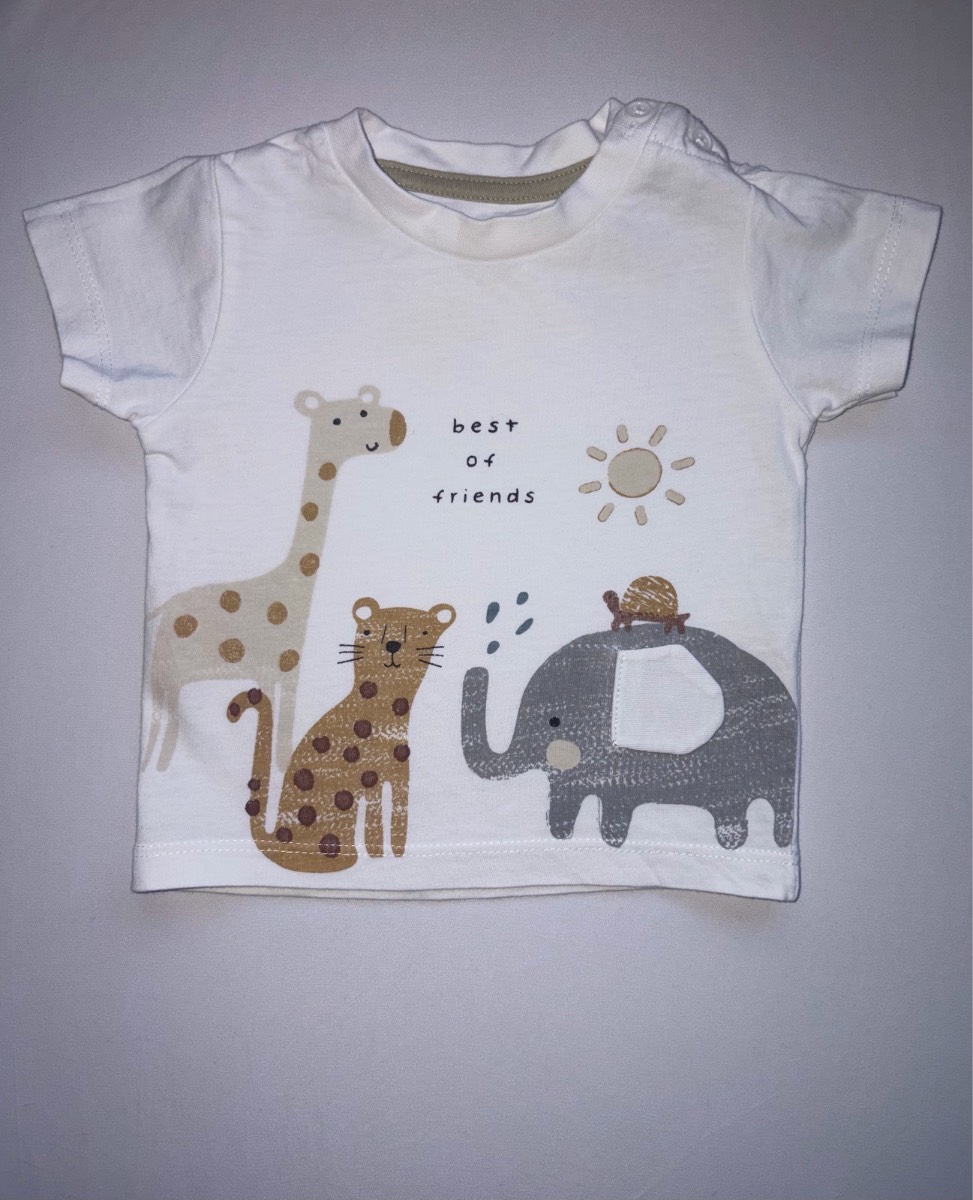 Baby Boys Matalan Safari Jungle Animal T-shirt Summer Holiday Top Age 0-3 Months 100% Cotton Tee