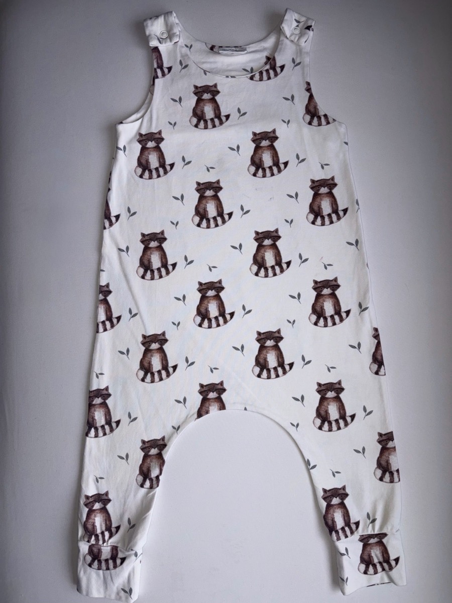 Claybear Unique Racoon Animal Toddler Dungarees Boys Rare Handmade Romper Playwear 12-18 months