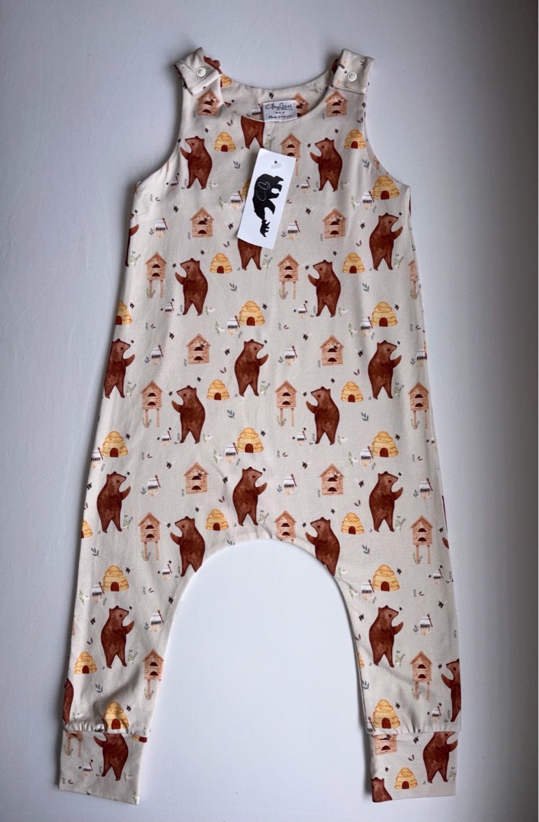 Claybear Unique Honey Bee Bear Autumn Romper Rare Toddler Handmade Dungarees BNWT 18-24 months