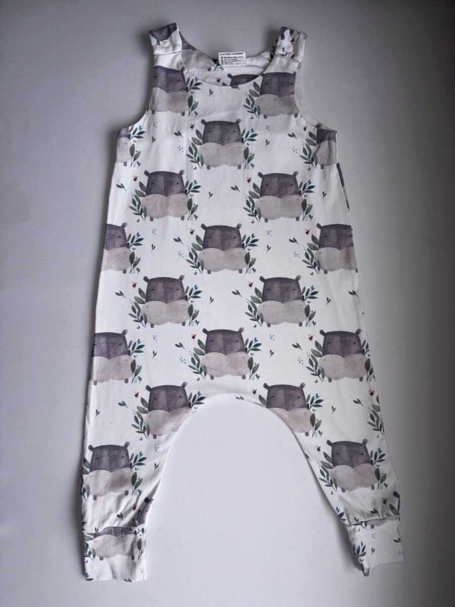Claybear Toddler Hippo Animal Dungarees Kids Unique Handmade Romper Rare Unisex Age 12-18 Months